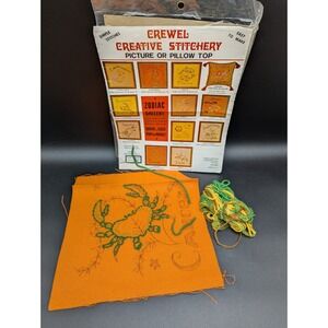 READ Crewel Creative Stitchery Kit 570F# Zodiac Pillow Cancer 10x10" Needlepoint